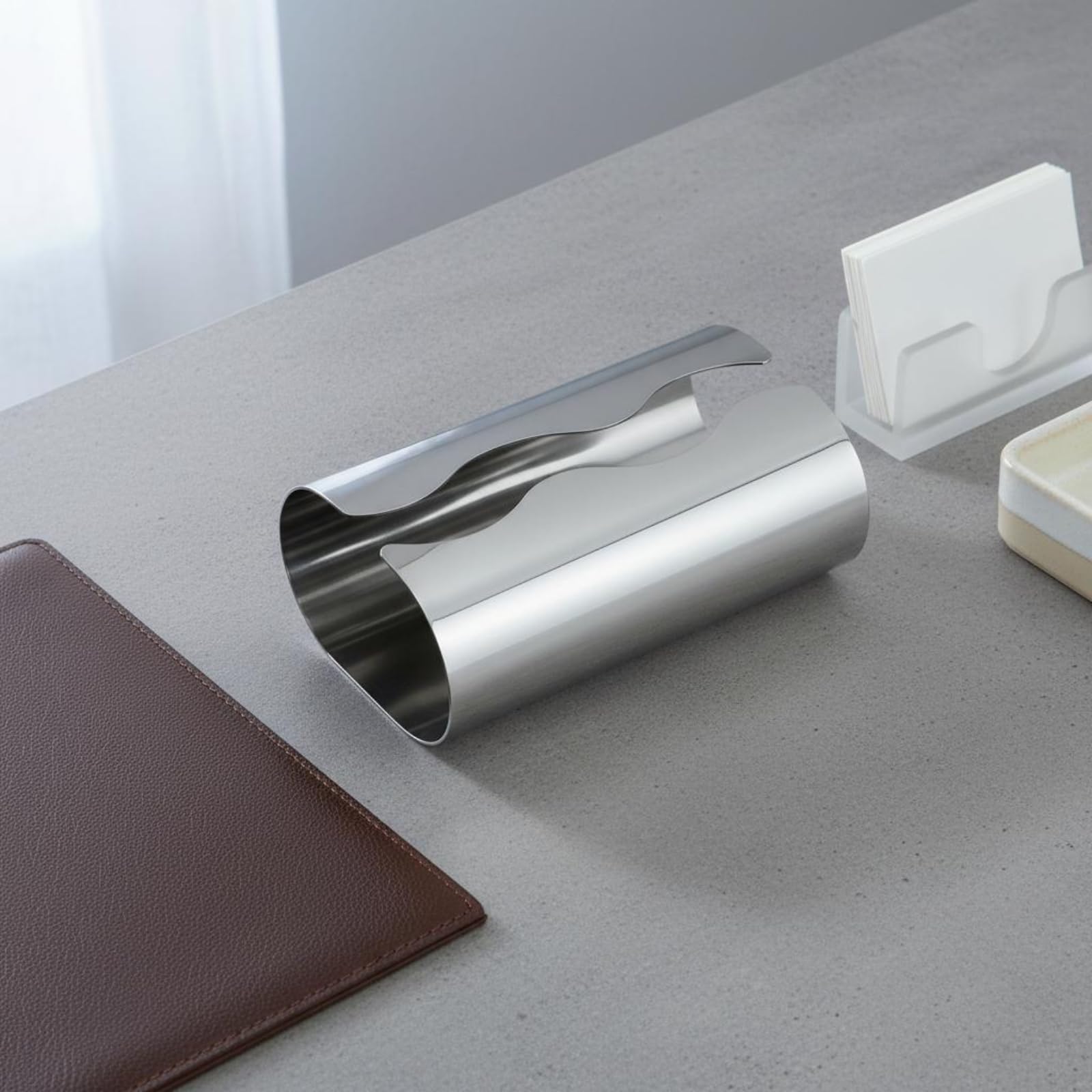 PEXORVA® Cylindrical Stainless Steel Tissue Box Rounded Ends